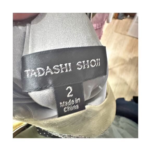 Tadashi Shoji Illusion Neck Lace Gown Embroidered Dark Pearl Size 2 NWT - Picture 9 of 12